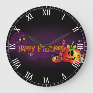 Grande Horloge Ronde Heureux amis Éffrayants d'Halloween
