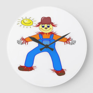 GRANDE HORLOGE RONDE "HEUREUX HALLOWEEN" SCARECROW