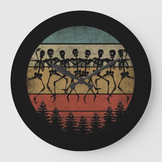 GRANDE HORLOGE RONDE HEUREUX HALLOWEEN SKELETON DANSE (Recto)