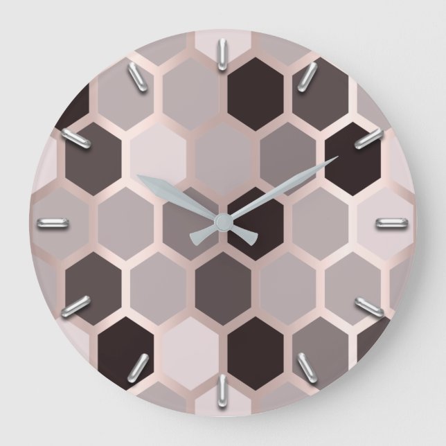 Grande Horloge Ronde Hexagone Honeycomb Rose Mauve Gray Gray (Recto)