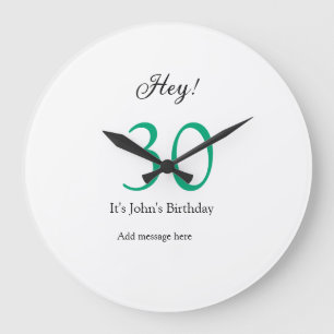 Grande Horloge Ronde Hey c'est la 30e anniversaire vert noir lettre gra