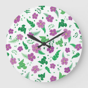 Grande Horloge Ronde Hibiscus pourpre