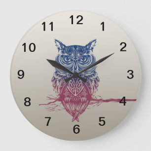 Grande Horloge Ronde hibou celtique magique