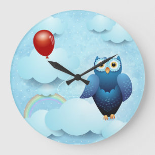 Grande Horloge Ronde Hibou dans le ciel