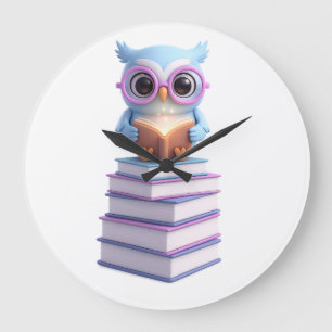 Grande Horloge Ronde Hibou du livre cosmique