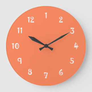Grande Horloge Ronde Hilarié corail d'une couleur