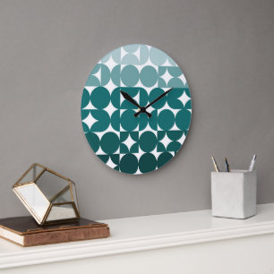 Grande Horloge Ronde Hip Abstrait demi-cercles Fusion Art Motif