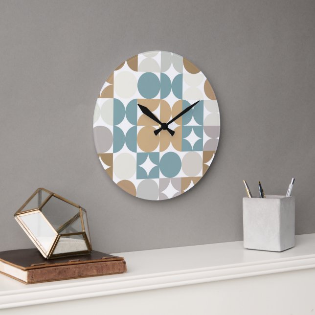 Grande Horloge Ronde Hip demi-cercles Abstraits Fusion industrielle Art (Bureau)