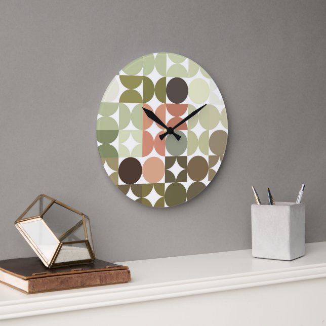 Grande Horloge Ronde Hip demi-cercles Abstraits Fusion industrielle Art (Bureau)