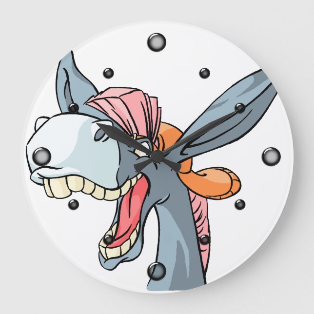 Grande Horloge Ronde HipHop Cartoon Donkey Wall Clock (Recto)