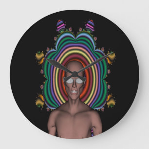 Grande Horloge Ronde Hippy Punk