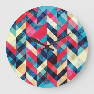Grande Horloge Ronde Hipster zigzag : grunge motif sans soudure.