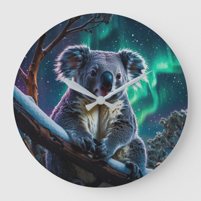 Grande Horloge Ronde Hiver Koala et Southern Lights (Recto)