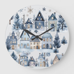 Grande Horloge Ronde Hiver Onederland Maisons de Noël
