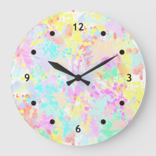 Grande Horloge Ronde holiES - éclabousse le pastel sans couture 1 de