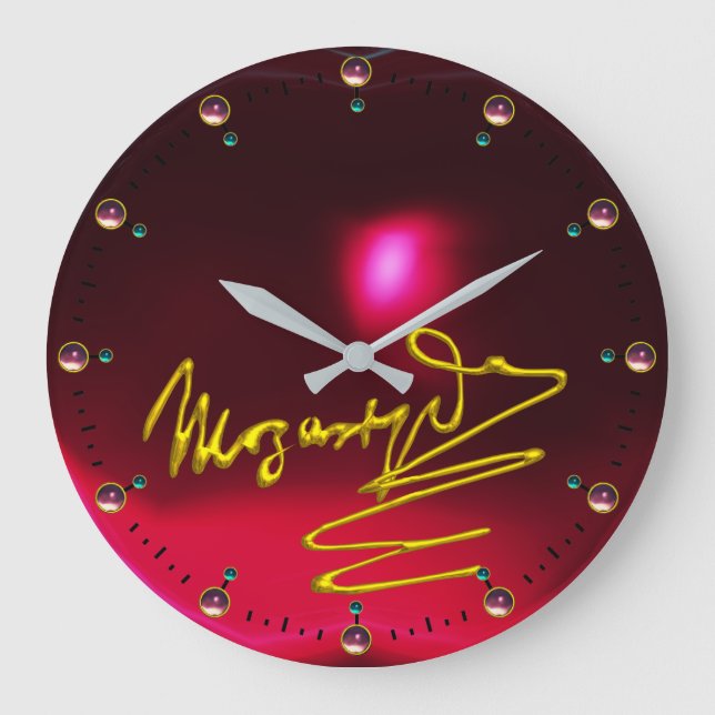 Grande Horloge Ronde HOMAGE À MOZART Gold Signature Du Compositeur Red (Recto)