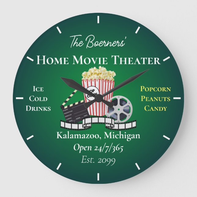 Grande Horloge Ronde Home Movie Theater Popcorn Clapperboard Film Round (Recto)