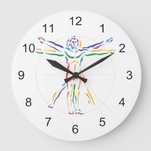 Grande Horloge Ronde Homme d'anatomie de DaVinci dans des couleurs de