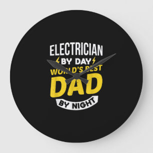 Grande Horloge Ronde Hommes Électricien De Jour Mondes Meilleur Papa De