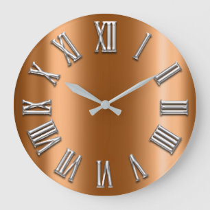 Grande Horloge Ronde Honey Gold Gray Metallic Grey Silver Roman Number