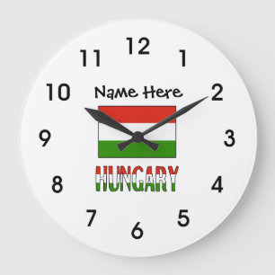 Grande Horloge Ronde Hongrie et drapeau hongrois Personnalisé 