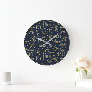 Grande Horloge Ronde Hope Peace Joy Light Holiday