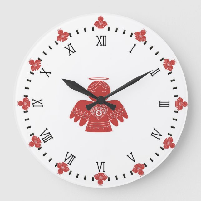 Grande Horloge Ronde Horaire d'art de l'ange scandinave (Recto)