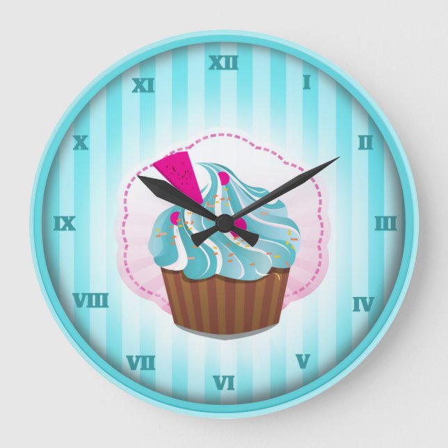 Grande Horloge Ronde Horaire de cupcake (Recto)