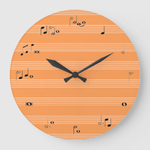 Grande Horloge Ronde Horodateur de musicien - orange et blanc