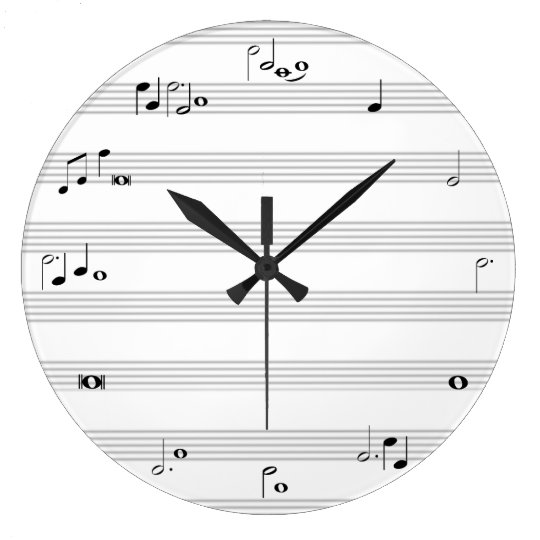 Grande Horloge Ronde Horodateur De Note De Musique Noir Et Blanc Zazzle Fr