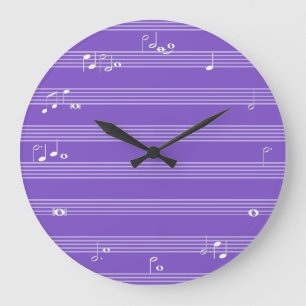 Grande Horloge Ronde Horodateur de note de musique - pourpre
