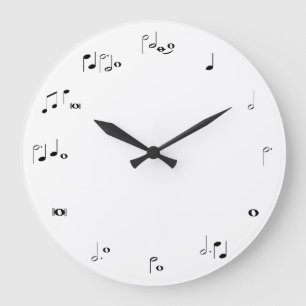 Grande Horloge Ronde Horodateur musical - noir et blanc