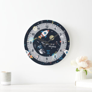 Grande Horloge Ronde Hors de ce Motif spatial mondial