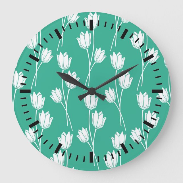 Grande Horloge Ronde Hot & Bright Green Floral Pattern (Recto)