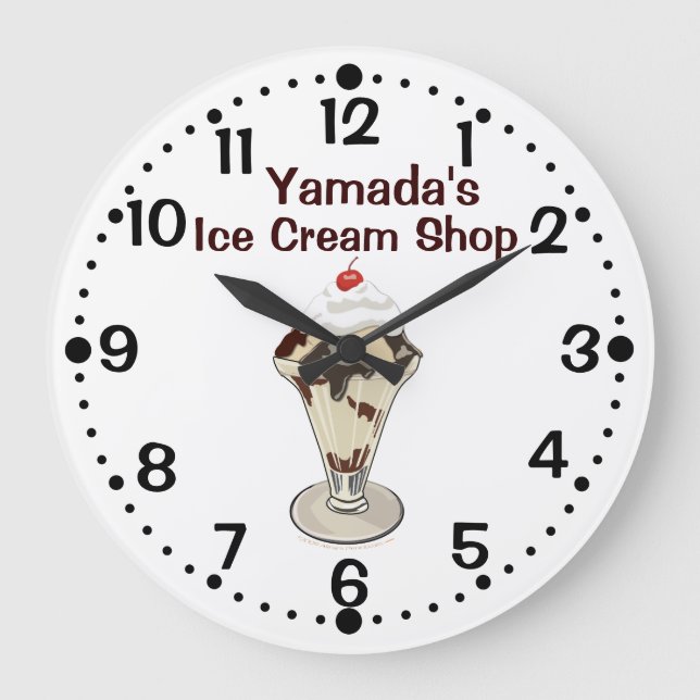 Grande Horloge Ronde Hot Fudge Ice Cream Sundae Shop Custom Clock (Recto)