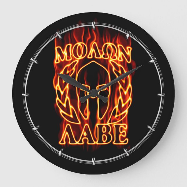 Grande Horloge Ronde Hot Molon Labe Warrior Mask Laurels on Fire (Recto)