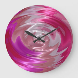 Grande Horloge Ronde Hot Pink and Purple Spiral Abstract Art