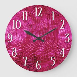 Grande Horloge Ronde Hot Pink Faux Leather