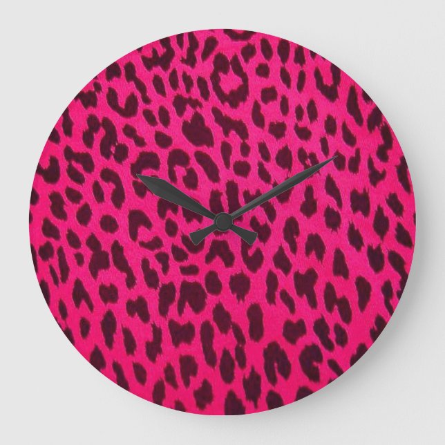 Grande Horloge Ronde Hot Pink Leopard Prince Wall Clock (Recto)