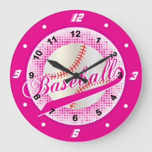 Grande Horloge Ronde Hot Pink Retro