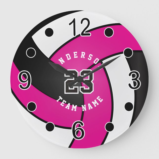 Grande Horloge Ronde Hot Pink Volley Style with DIY Text (Recto)