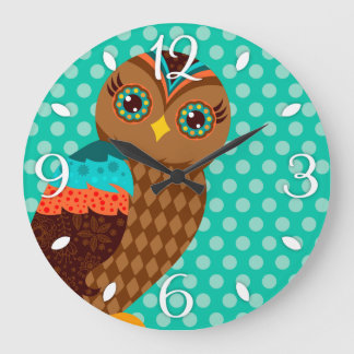 Grande Horloge Ronde How Novbrown Owl Wall Clock