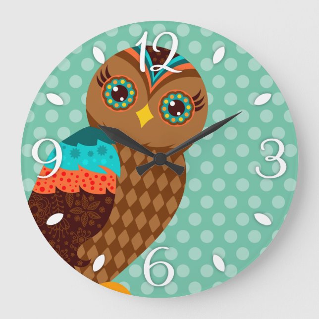 Grande Horloge Ronde How Novbrown Owl Wall Clock (Recto)