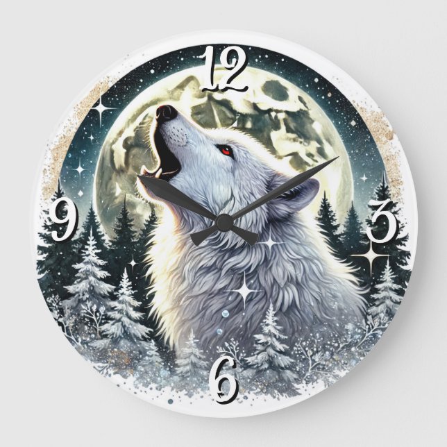 Grande Horloge Ronde Howling Wolf Under the Pleine lune (Recto)