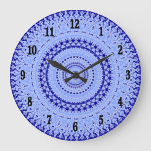 Grande Horloge Ronde Hues of Blue Country Kitchen Wall Clock