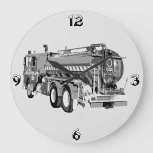 Grande Horloge Ronde Huile de camion-pompier gris peinte,