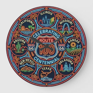 Grande Horloge Ronde Huit State Route 66 Centennial Neon