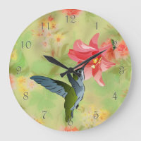 Hummingbird and Pink Lily on Floral