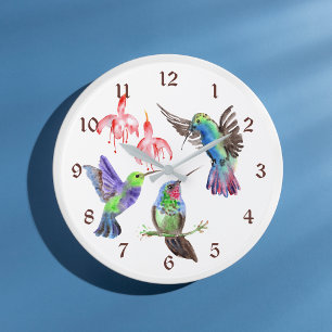 Grande Horloge Ronde Hummingbirds