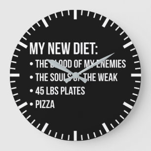 Grande Horloge Ronde Humour de gym - Régime alimentaire - Sang, Âmes, P